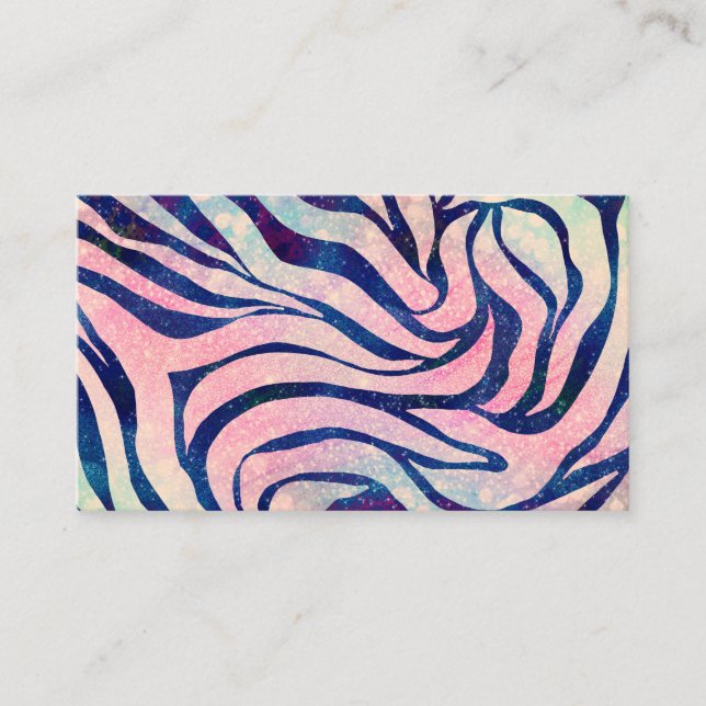 Glamour Holographic Glitzer Blue Zebra Stripes Visitenkarte (Vorderseite)