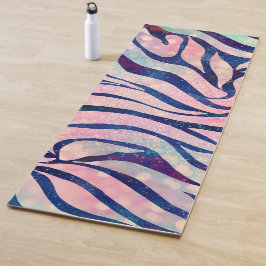Glamour Holographic Glitzer Blue Zebra Stripes Yogamatte