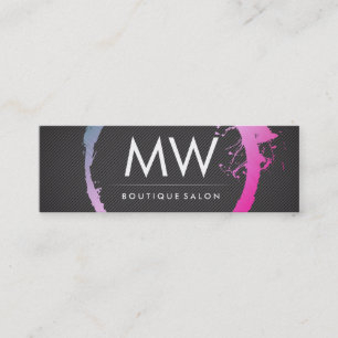 Glamour Hot Pink Blue Brushed Monogram Mini Visitenkarte