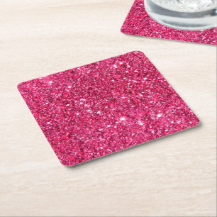 Glamour Hot Pink Glitzer Rechteckiger Pappuntersetzer