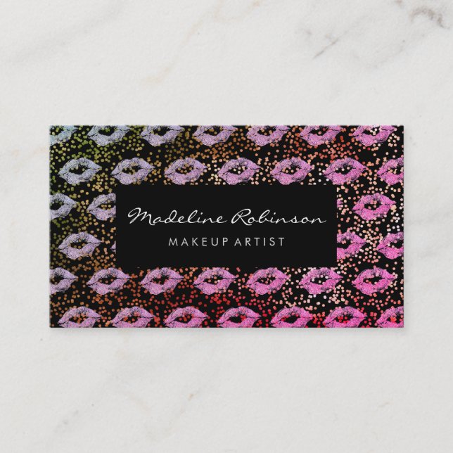 Glamour Hot Pink Violet Glitzer Kisses und Speck Visitenkarte (Vorderseite)
