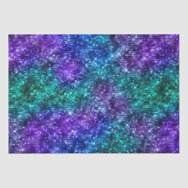 Glamour im Ozean Lila und Aquamariner Glitzer Seidenpapier (Vorderseite)