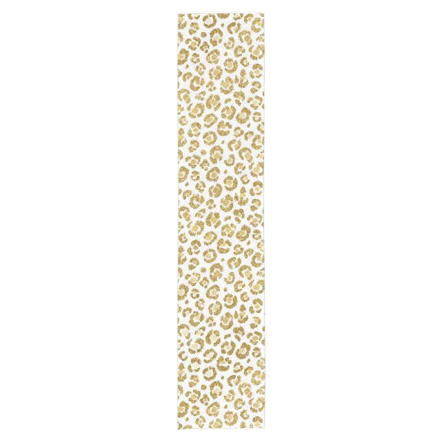 Glamour Imitate Funkelnd Goldleopard Kurzer Tischläufer (Vorderseite)