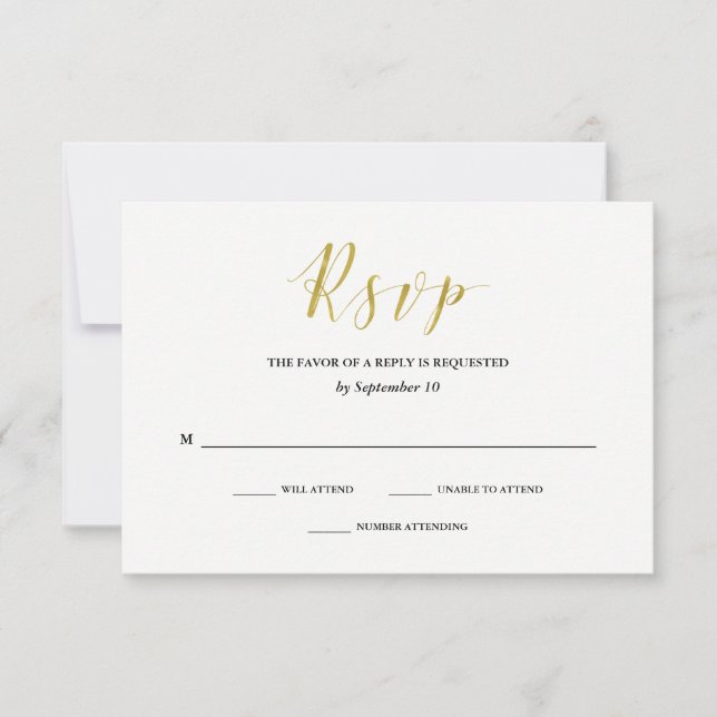 Glamour Imitate Gold Classic Wedding RSVP (Vorderseite)