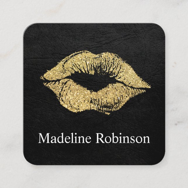 Glamour Imitate Gold Glitzer Kiss Quadratische Visitenkarte (Vorderseite)