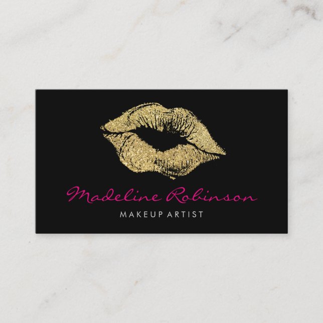 Glamour Imitate Gold Glitzer Kiss Visitenkarte (Vorderseite)
