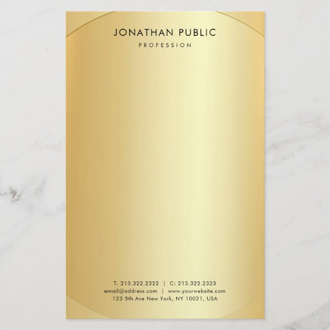 Glamour Imitate Gold Moderne Minimalistische Vorla Briefpapier (Vorderseite)