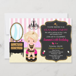 Glamour invitation anniversaire soirée maquillage 