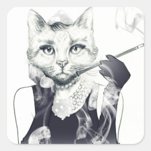 Glamour-Katze Quadratischer Aufkleber