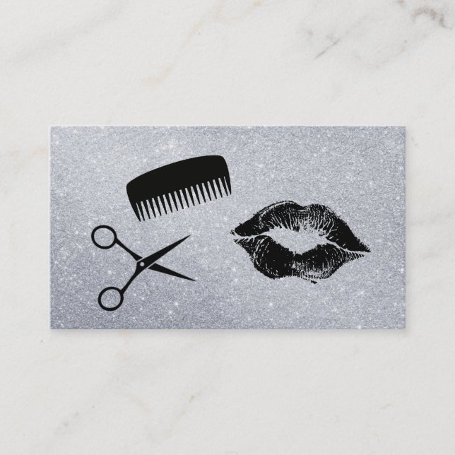 Glamour Kiss Comb Shears Glitzer Visitenkarte (Vorderseite)