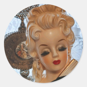 Glamour Lady Head Vase Fan Parfüm Flaschen Runder Aufkleber