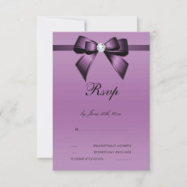 Glamour Lila Bow & Ribbon RSVP Karte