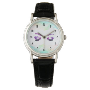Glamour Lila Eyes & Brows Wasserfarbe Armbanduhr