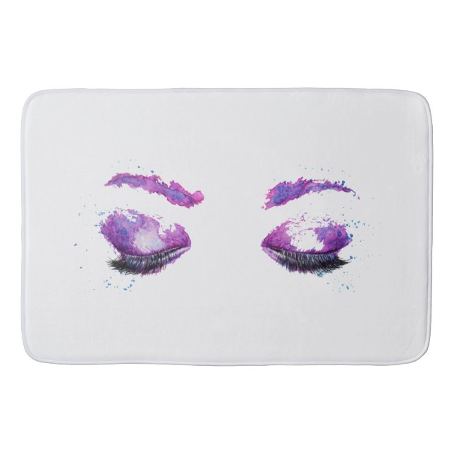 Glamour Lila Eyes & Brows Wasserfarbe Badematte (Vorderseite)
