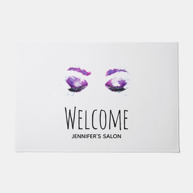 Glamour Lila Eyes & Brows Wasserfarbe Fußmatte (Vorderseite)