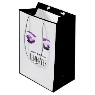 Glamour Lila Eyes & Brows Wasserfarbe Geburtstag Mittlere Geschenktüte