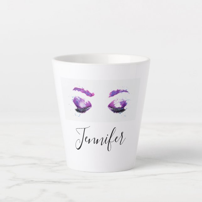 Glamour Lila Eyes & Brows Wasserfarbe Milchtasse (Vorderseite)