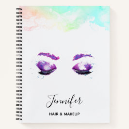 Glamour Lila Eyes & Brows Wasserfarbe Notizbuch