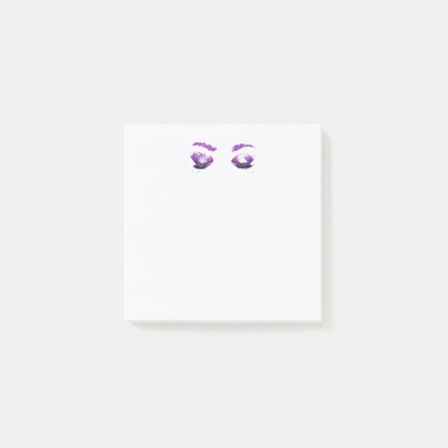 Glamour Lila Eyes & Brows Wasserfarbe Post-it Klebezettel (Vorderseite)