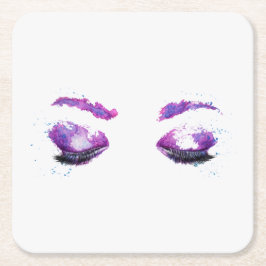 Glamour Lila Eyes & Brows Wasserfarbe Rechteckiger Pappuntersetzer