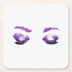 Glamour Lila Eyes & Brows Wasserfarbe Rechteckiger Pappuntersetzer