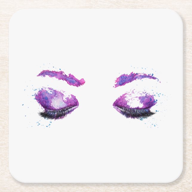 Glamour Lila Eyes & Brows Wasserfarbe Rechteckiger Pappuntersetzer (Vorderseite)