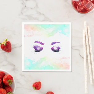 Glamour Lila Eyes & Brows Wasserfarbe Serviette