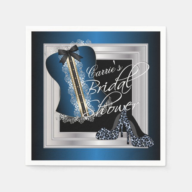Glamour Lingerie Brautparty | Blau Serviette (Vorderseite)