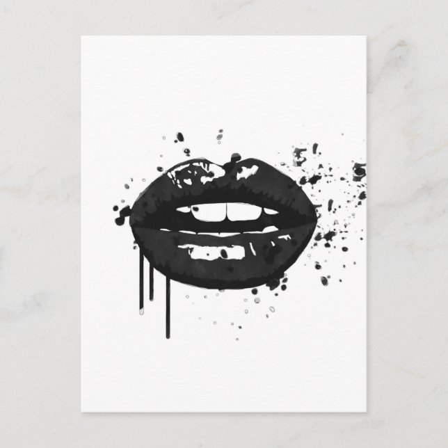 Glamour-Lippen-Abbildung in Schwarzweiß Postkarte (Vorderseite)