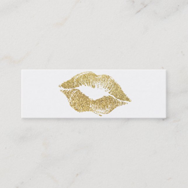 Glamour Lipstick Kiss Gold Glitzer Mini Visitenkarte (Vorderseite)