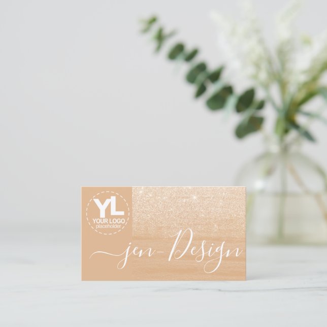 Glamour Luxury Orange Gold Glitzer Logo Image Visitenkarte (Stehend Vorderseite)