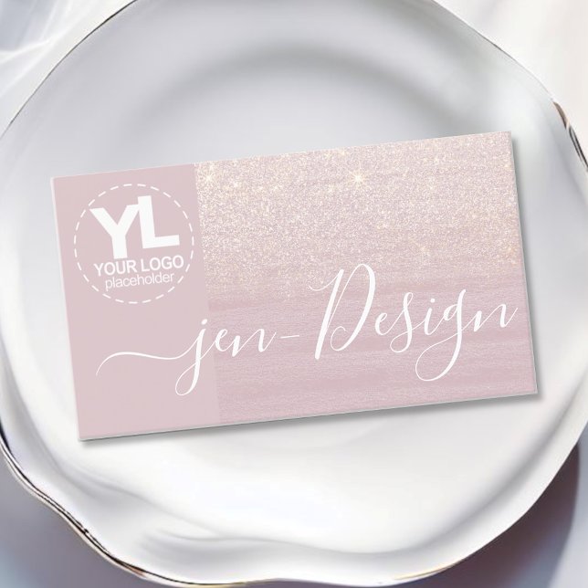 Glamour Luxus Rose Gold Pink Glitzer Glam Logo Visitenkarte (Von Creator hochgeladen)