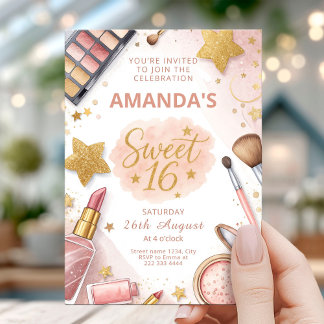Glamour-Make-up-Sweet-Sixteen-Party Einladung