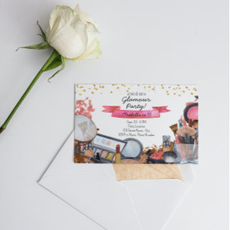 Glamour Makeup Geburtstagsparty Einladung