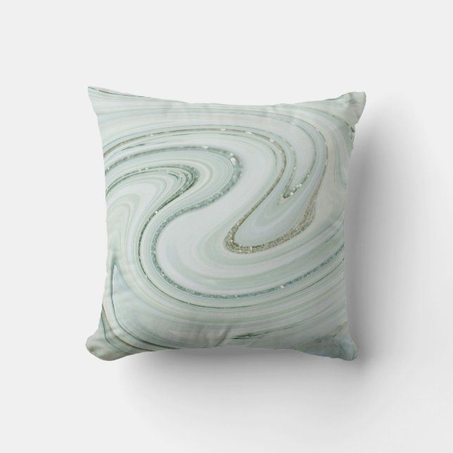 Glamour Marmor Swirl Glitzer Chic Kissen (Vorderseite)
