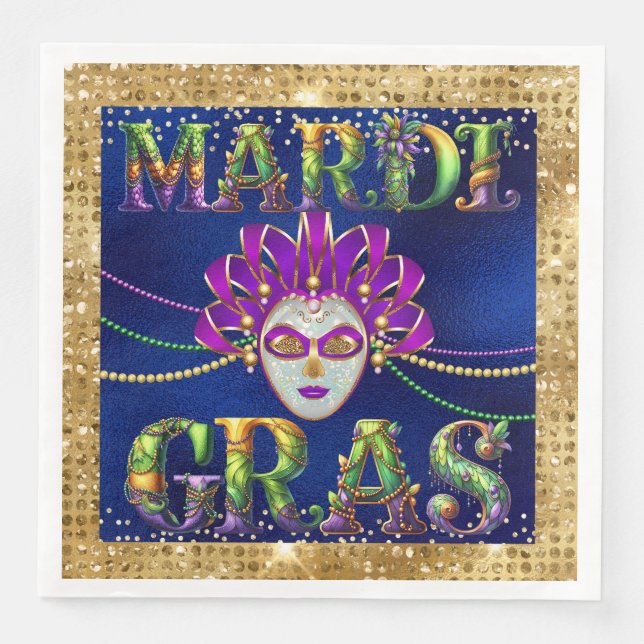 Glamour Masquerade Mardi Gras Party Serviette (Vorderseite)