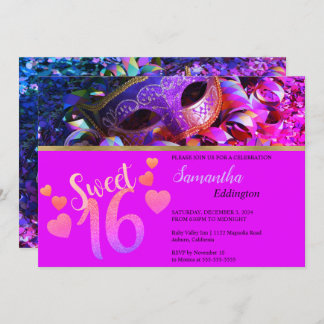 Glamour Masquerade Sweet 16 Einladung