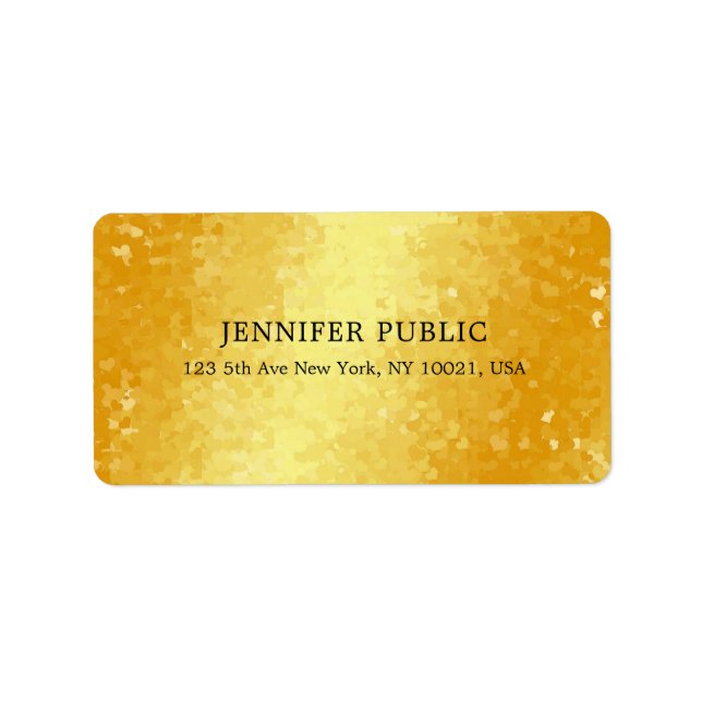 Glamour Metallic Look Imitate Gold Herz Elegant Adressaufkleber (Vorne)