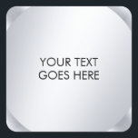 Glamour Metallic Silver Your Custom Text Template Quadratischer Aufkleber<br><div class="desc">Your Custom Text Metallic Silver Modern Template Elegant Classic Glam Square Sticker.</div>