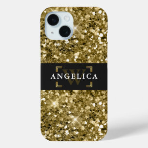 Glamour Mit Monogramm Sparkle Metallic Gold Case-Mate iPhone Hülle