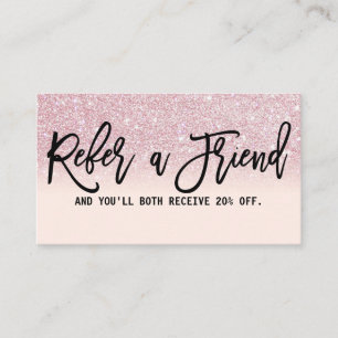 Glamour Modern Chic Girly Pink Glitzer Ombre Empfehlungskarte