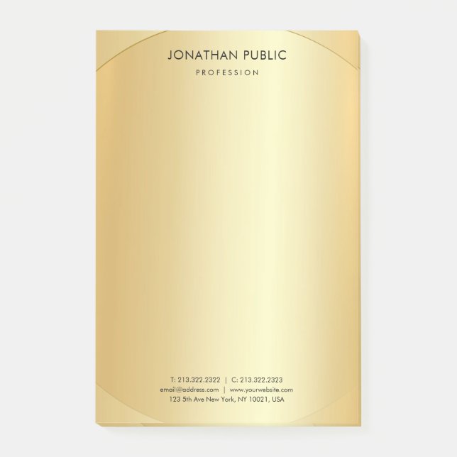 Glamour Modern Minimalistisch Custom Gold Look Post-it Klebezettel (Vorderseite)