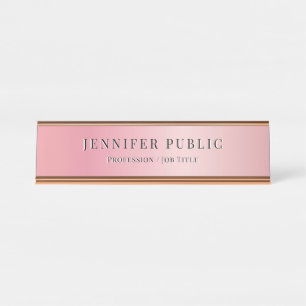 Glamour Moderne elegante Template Rose Gold Schreibtischnamensplakette