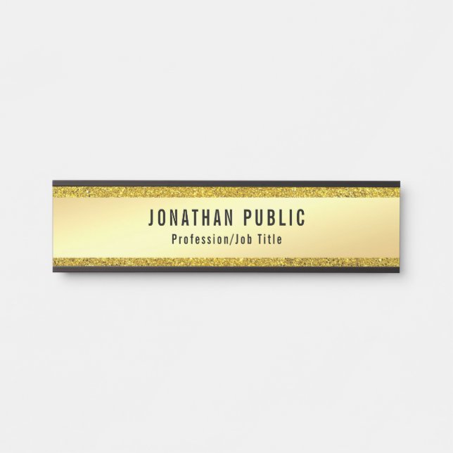 Glamour Moderne Imitate Gold Glitzer Elegante Vorl Türschild (Vorderseite )