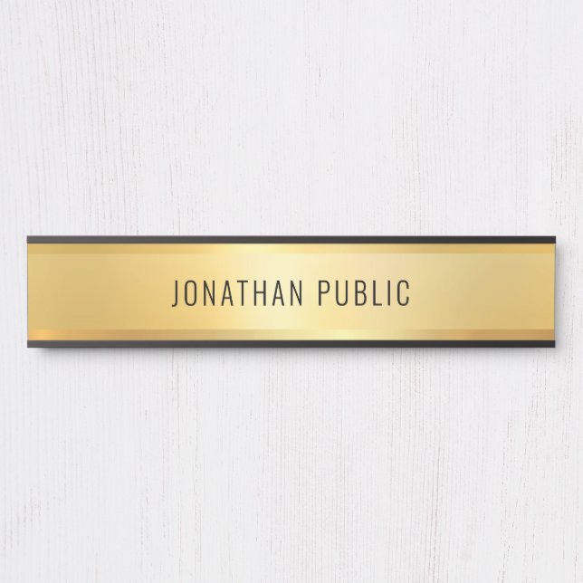 Glamour moderne Schwarz-Gold-Vorlage lang Türschild (Vorderseite )