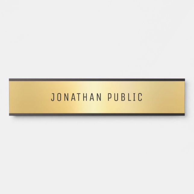 Glamour Moderne Schwarz-Gold-Vorlage Türschild (Vorderseite )