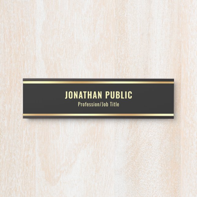 Glamour Modernes Schwarz-Gold-Design Türschild (Vorderseite )