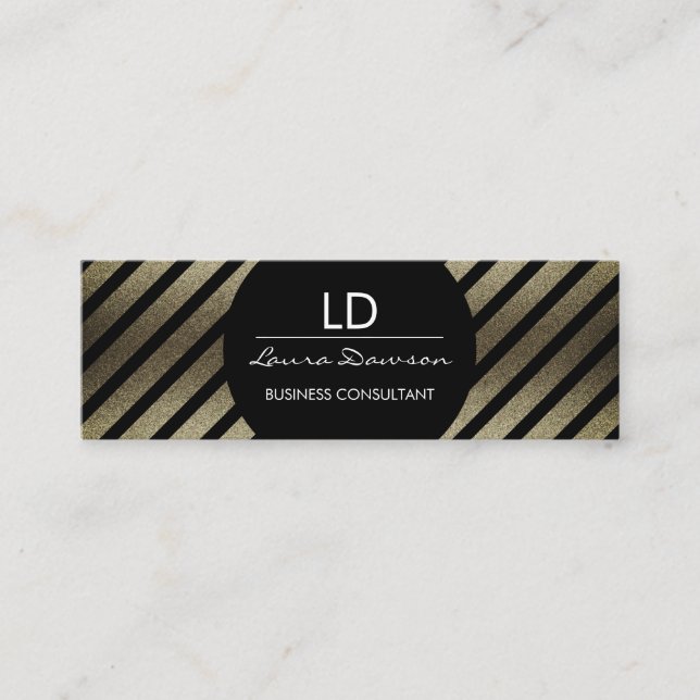 Glamour Monogramm Kreis und Streifen Mini Visitenkarte (Vorderseite)