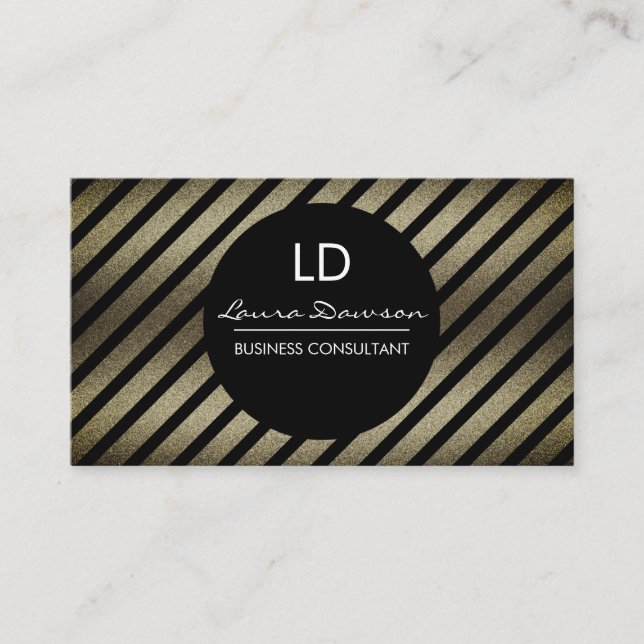 Glamour Monogramm Kreis und Streifen Visitenkarte (Vorderseite)