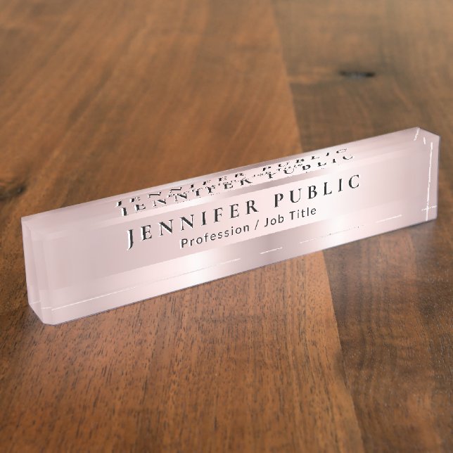 Glamour Name Surname Template Rose Gold Luxury Namensplakette (Seite)